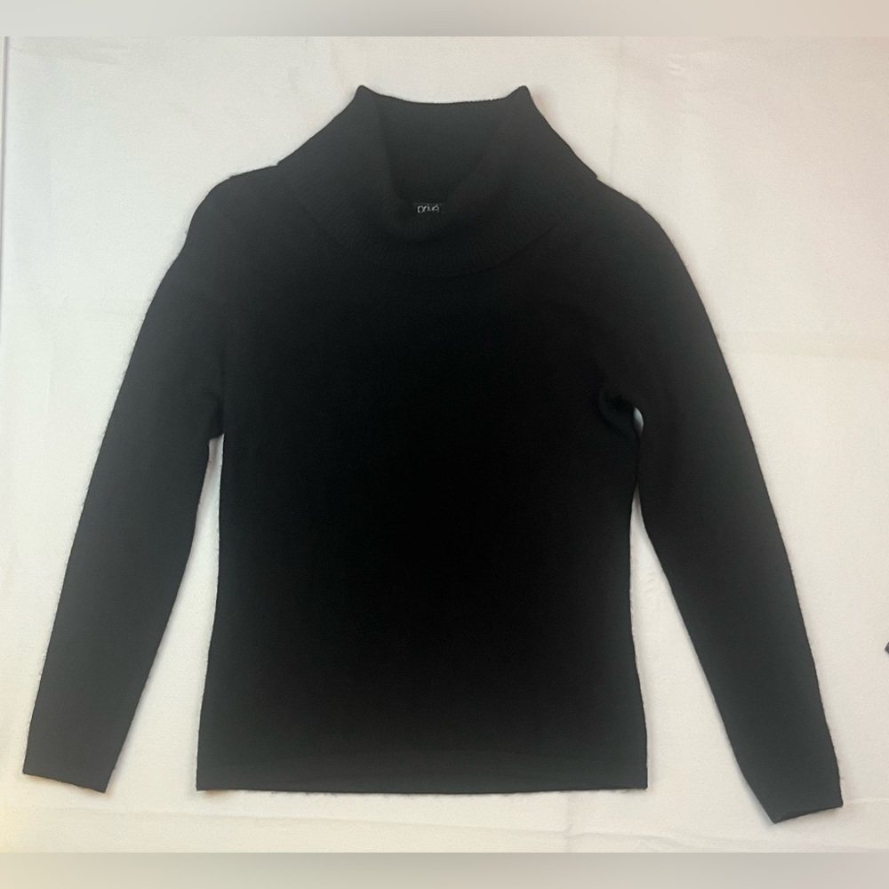 Prive Womens Cashmere Cowl Neck Sweater Sz M Black Quiet Luxury Classic Pullover